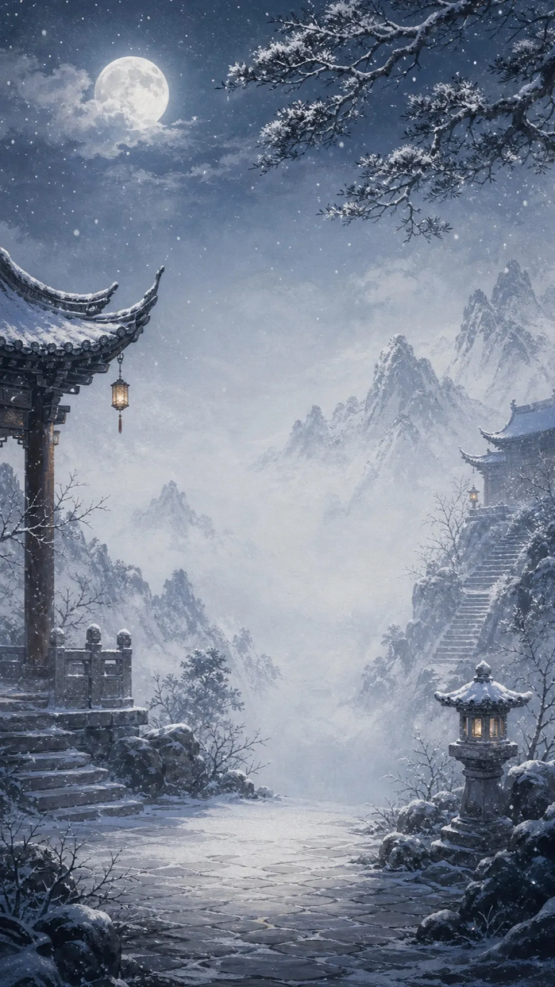 Moonlit snow temple