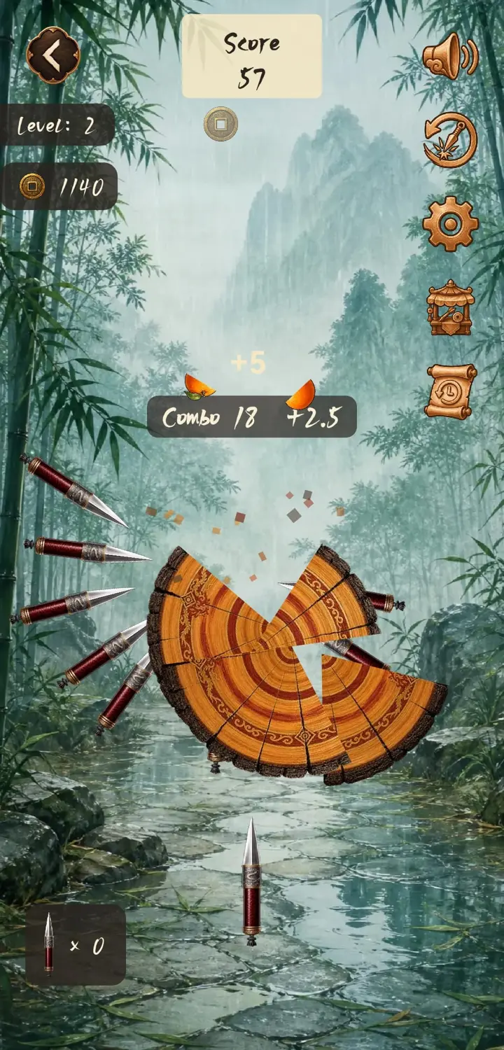 A clipped blade shattering the timber
