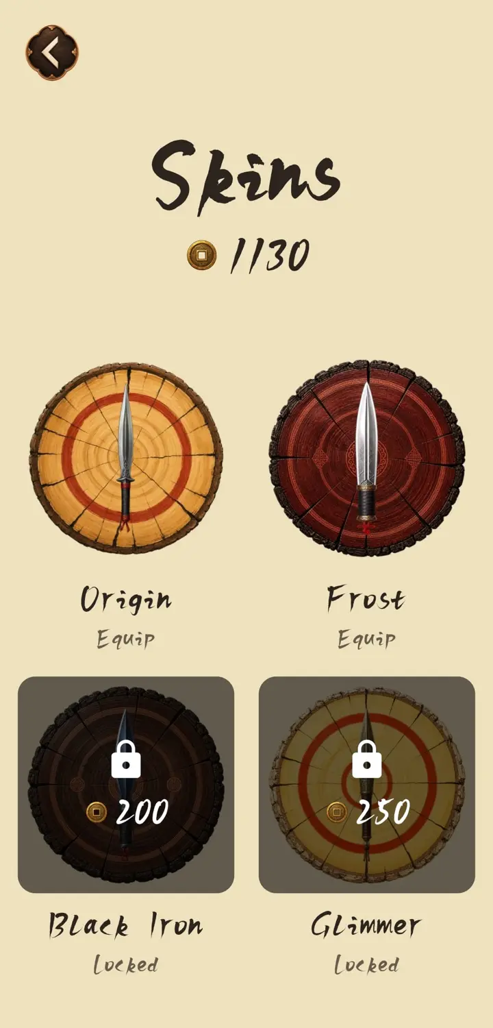 Blade & Timber — coin-unlocked blade skins