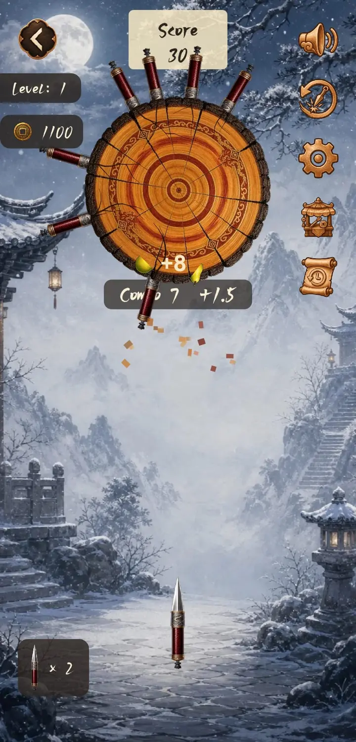 Tapping to throw a blade